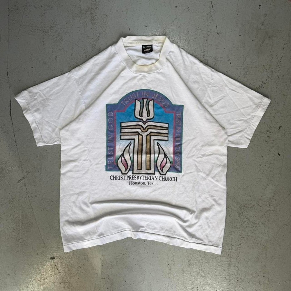 vintage 1993 christ presbyterian church houston texas christian graphic t-shirt - Picture 1 of 8